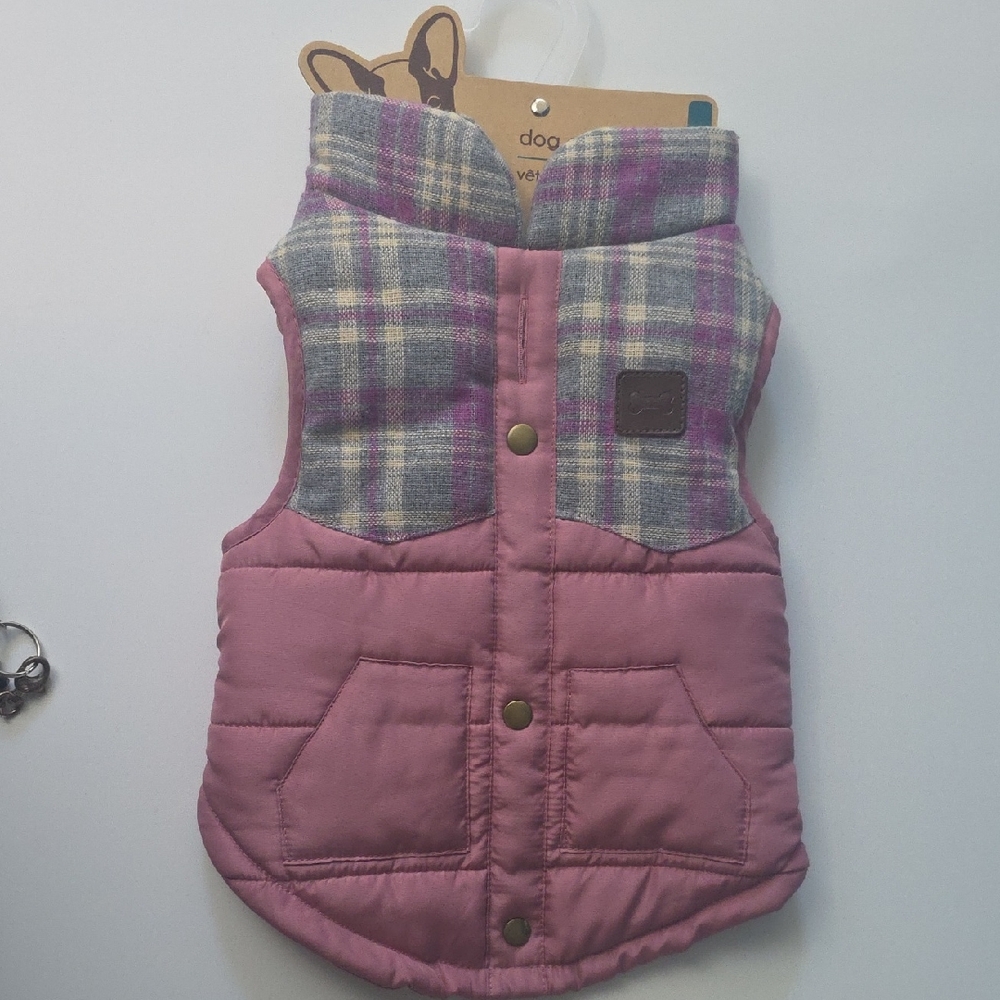 Plaid and Pink Dog Vest